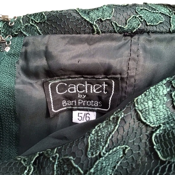 Chalet By Bari Protas Vintage Green Lace Dress Size 5/6 - Picture 10 of 16